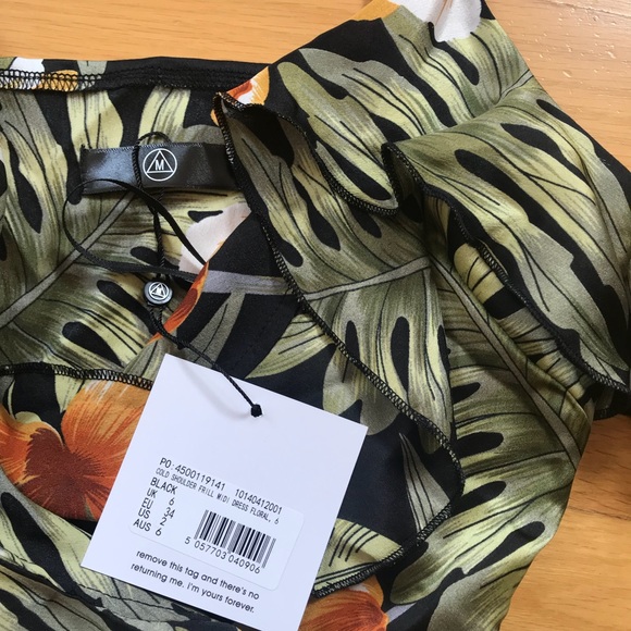 Missguided Black Floral Cold Shoulder Midi Dress - Picture 3 of 4